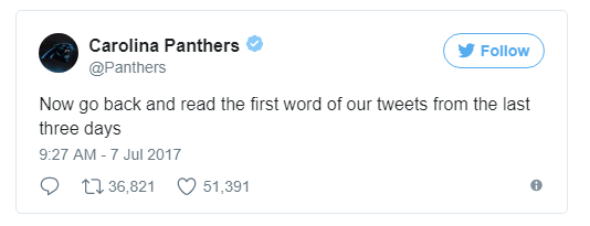 Hidden Carolina Panthers twitter message